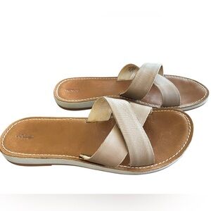 Olukai Ke’a Leather Criss Cross Sandals Cream, Tan Colors Size 9